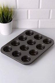 Stewehome Μαύρη φόρμα για μάφινς 12 τεμαχίων Μαύρο 26x38 cm