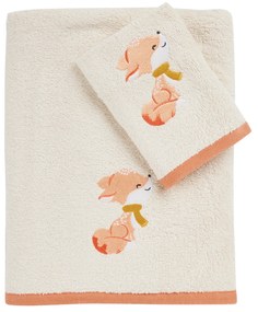 Σετ Πετσέτες 2τμχ Βαμβακερές Με Κέντημα Fun 4978 Ivory-Teracotta Das Baby