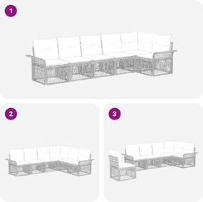 vidaXL Σετ Καναπέ Κήπου 6 pcs Μπεζ συνθετικό ρατάν