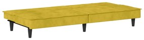 Καναπές Κρεβάτι με Ποτηροθήκες Κίτρινος Βελούδινος - Κίτρινο