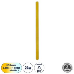 Απλίκα Φωτιστικό Τοίχου LED CCT 24W 2880lm HOUSTON Globostar-61350-Χρυσό 61350