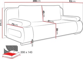 Καναπές κρεβάτι Emma M-Mple - 200.00Χ92.00Χ77.00cm