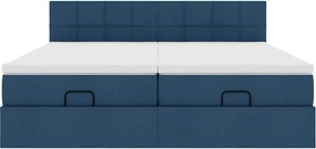 vidaXL Οθωμανικό κρεβάτι με στρώματα μπλε 200x200cm ύφασμα