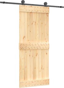 vidaXL Συρόμενη Πόρτα Φυσικό και Μαύρο 85 x 210 cm