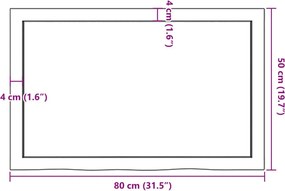 vidaXL Επιφ. Τραπεζιού Σκούρο Καφέ 80x50x2εκ Επεξεργ. Μασίφ Ξύλο Δρυός