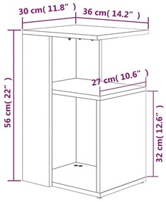 vidaXL Τραπέζι Βοηθητικό Καπνιστή Δρυς 36x30x56 εκ. Επεξεργασμένο Ξύλο