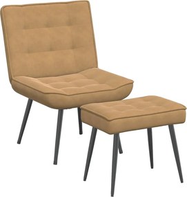 vidaXL Πολυθρόνα Relax Καφέ Βελούδινη με Σκαμπό