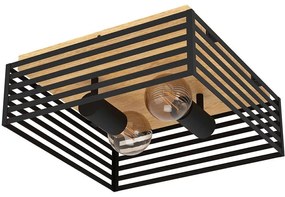 Φωτιστικό Οροφής - Πλαφονιέρα Cidraz 390163 36x36x13,5cm 2xE27 40W Black-Brown Eglo Steel,Wood
