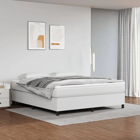 Κρεβάτι Boxspring με Στρώμα Λευκό 180x200 εκ. Συνθετικό Δέρμα