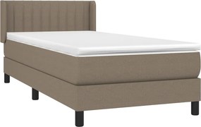 vidaXL Κρεβάτι Boxspring με Στρώμα Taupe 90x200 εκ. Υφασμάτινο