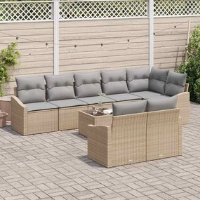 vidaXL Σετ Καναπέ Κήπου 9 pcs Μπεζ Πολυ ράταν