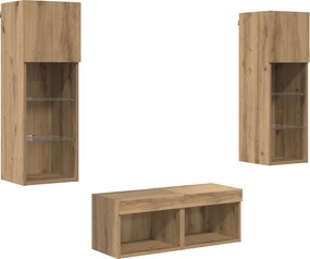 vidaXL Βάσεις τηλεόρασης Επιτοίχιο 4 pcs Μαύρη Οξυά Επεξεργασμένο ξύλο