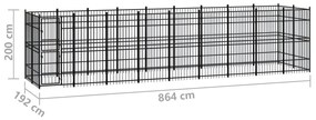 Κλουβί Σκύλου Εξωτερικού Χώρου 16,59 μ² από Ατσάλι - Μαύρο