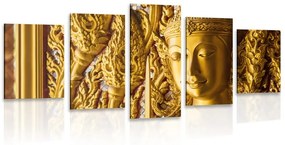 Εικόνα 5 μερών άγαλμα του Βούδα στο ναό - 100x50