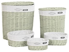 Σετ καλαθιών DKD Home Decor Πράσινο λυγαριά 51 x 37 x 56 cm 5 Τεμάχια