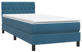 vidaXL Κρεβάτι Boxspring με Στρώμα Σκούρο Μπλε 80x220 εκ. Βελούδινο