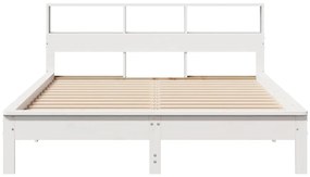 Κρεβάτι Βιβλιοθήκη Χωρίς Στρώμα 120x200 εκ Μασίφ Ξύλο Πεύκο - Λευκό