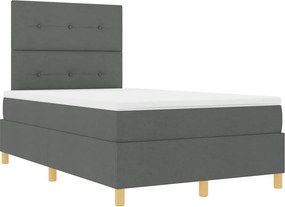 vidaXL LED Κρεβάτι με βάθρο Σκούρο Γκρι 120 x 200 cm ύφασμα
