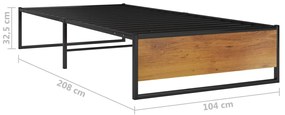 vidaXL Πλαίσιο Κρεβατιού Μαύρο 100 x 200 εκ. Μεταλλικό