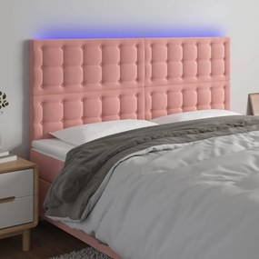 Κεφαλάρι Κρεβατιού LED Ροζ 160x5x118/128 εκ. Βελούδινο - Ροζ