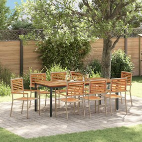 vidaXL Σέτ φαγητού για κήπο 9 pcs Μπεζ 200 x 100 x 75 cm
