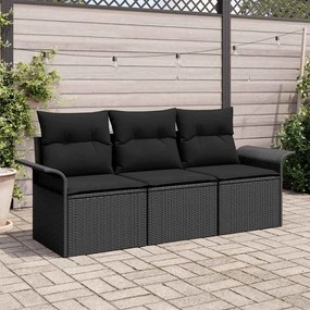 vidaXL Σετ Καναπέ Κήπου 3 pcs Μαύρο 196 x 62 x 85εκ συνθετικό ρατάν