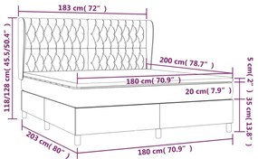 vidaXL Κρεβάτι Boxspring με Στρώμα Μπλε 180x200 εκ. Υφασμάτινο