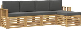 vidaXL Σειρά Καναπέ Εξωτερικού 5 pcs Άσπρο και Ανθρακί