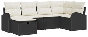 vidaXL Σετ Καναπέ Κήπου με μαξιλάρι 6 pcs Μαύρο Πολυ ράταν