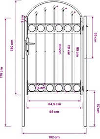 vidaXL Πύλη Φράχτη ASSEN 100 x 150 cm Γκρι Κλειδώσιμο
