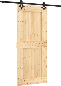 vidaXL Συρόμενη Πόρτα Φυσικό και Μαύρο 90 x 210 cm