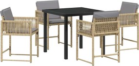 vidaXL Σέτ φαγητού για κήπο 5 pcs Μπεζ συνθετικό ρατάν