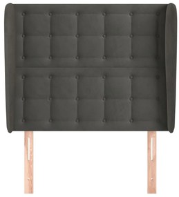Κεφαλάρι με Πτερύγια Σκούρο Γκρι 83x23x118/128 εκ. Βελούδινο - Γκρι