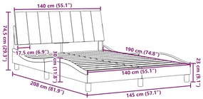 Σκελετός Κρεβατιού Χωρίς Στρώμα Μαύρο 140x190 εκ. Υφασμάτινο - Μαύρο