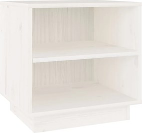 vidaXL Κομοδίνο Λευκό 40 x 34 x 40 εκ. από Μασίφ Ξύλο Πεύκου