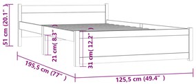 ΠΛΑΙΣΙΟ ΚΡΕΒΑΤΙΟΥ 120 X 190 ΕΚ. ΑΠΟ ΜΑΣΙΦ ΞΥΛΟ 4FT SMALL DOUBLE 815014