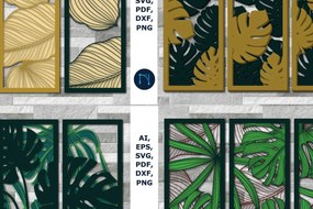 Intra απο ξύλο plywood 3mm-4mm πάχος διακόσμησης τοίχου με πάνελ 3D Monstera Δίασταση 40x40 cm INTRAFABR-71085697
