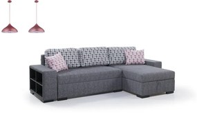 Γωνιακός καναπές κρεβάτι Milan, σκούρο γκρι, με αποθηκευτικό χώρο  275x88x164cm Δεξιά γωνία – GOY-TED-044