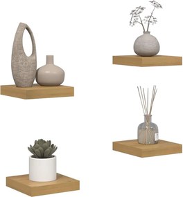 vidaXL Ράφι Τοίχου 4 pcs Καφέ 23 x 23,5 x 4 εκ Επεξεργασμένο ξύλο
