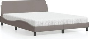vidaXL Κρεβάτι με Στρώμα Dover Taupe 160x200 εκ. Υφασμάτινο