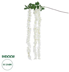 Artificial Garden WHITE WISTERIA FLOWER BRANCH 21516 Τεχνητό Διακοσμητικό κλαδί Βιστέρια Λευκό Φ45 x Υ164cm