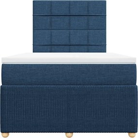 vidaXL Κρεβάτι Boxspring με Στρώμα Μπλε 120x190 εκ. Υφασμάτινο
