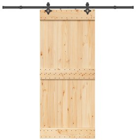 vidaXL Συρόμενη Μεσόπορτα με Μηχανισμό 90 x 210 εκ. Μασίφ Ξύλο Πεύκου