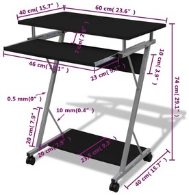 vidaXL Έπιπλο γραφείου για υπολογιστή με συρόμενο δίσκο Μαύρο φινίρισμα