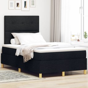 vidaXL Κρεβάτι Box Spring με Στρώμα & LED Μαύρο 120x200 εκ. Υφάσματα
