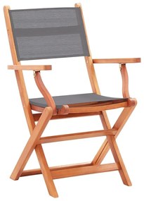Καρέκλες Πτυσσόμενες 4τεμ. Γκρι Μασίφ Ξύλο Ευκαλύπτου/Τεξτιλίνη - Γκρι