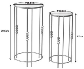 Βοηθητικά τραπεζάκια σετ 2τεμ Emiliane Inart χρυσό μέταλλο-γυαλί καθρέπτη