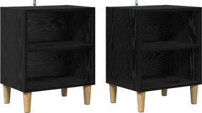 vidaXL Ντουλάπι κρεβατιού 2 pcs Μαύρη Οξυά 40 x 30 x 50 cm