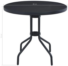 vidaXL Τραπέζι Κήπου Μαύρο 80 εκ. από Ατσάλι / Γυαλί