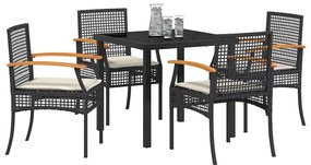 vidaXL Σέτ φαγητού για κήπο 5 pcs Μαύρο συνθετικό ρατάν